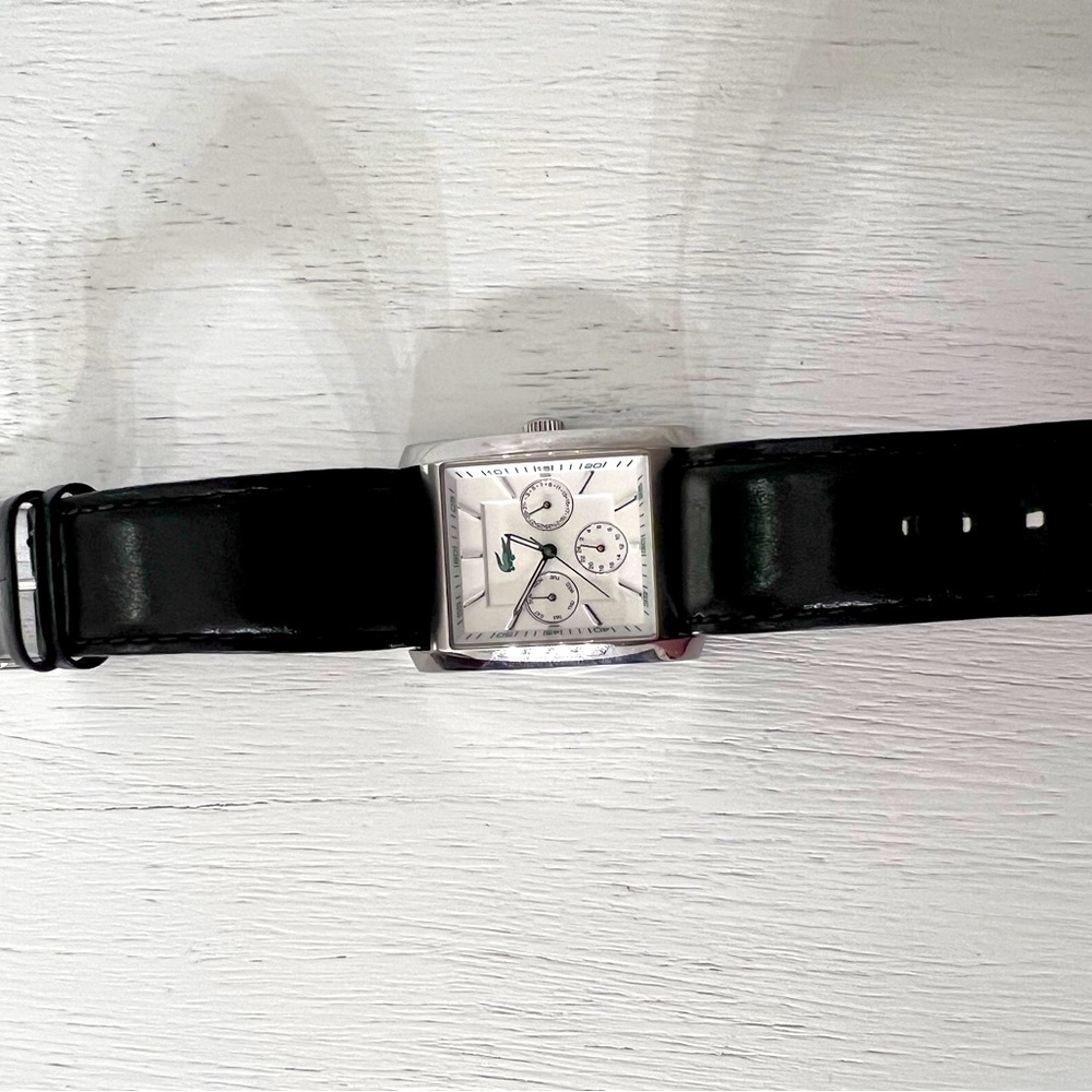 Lacoste leather band square watch